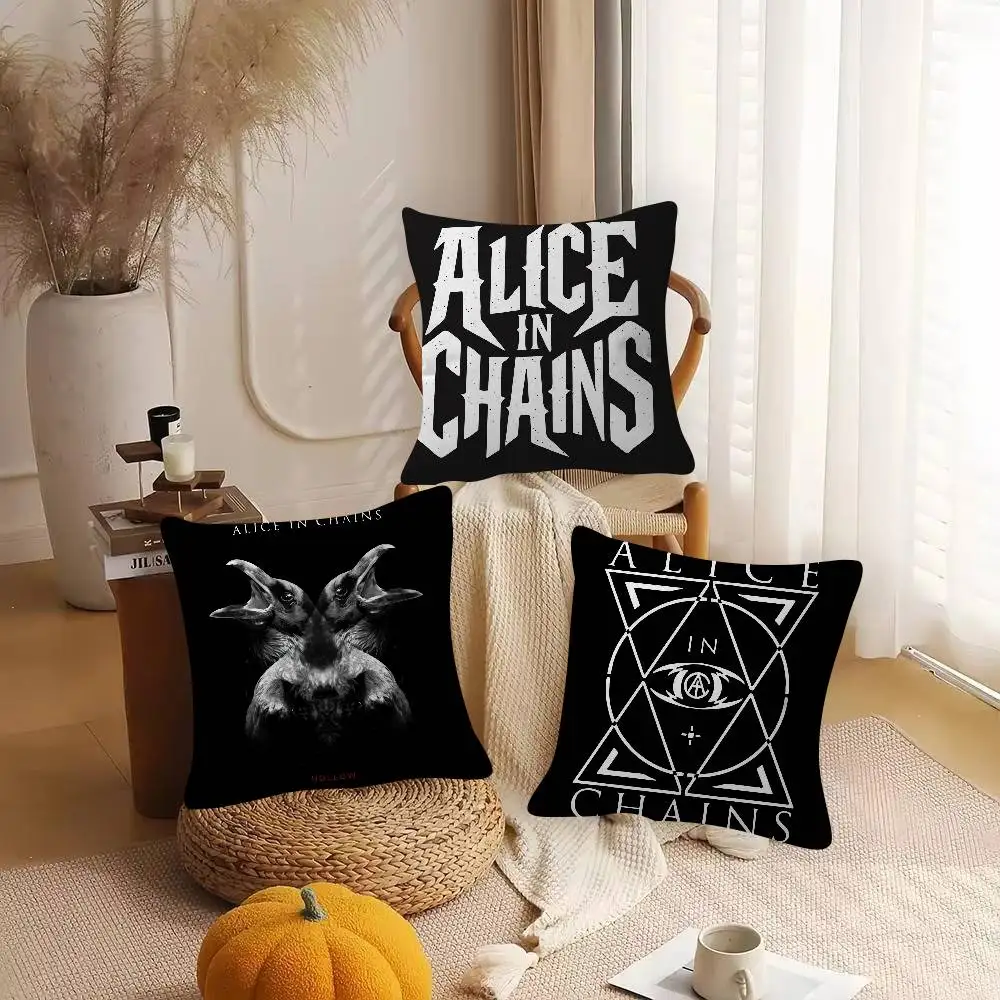 Rock Band Alice In Chains Cute Cartoon Two-dimensional Pillowcase Bedroom Sofa Cushion Cover Nap Pillow Cover