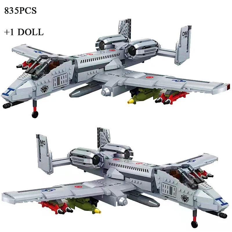 835PCS Military Series Combat Aircraft Building Blocks J-20 Soldier Weapons Air Missile Helicopter Model Bricks Toy For Kid Gift