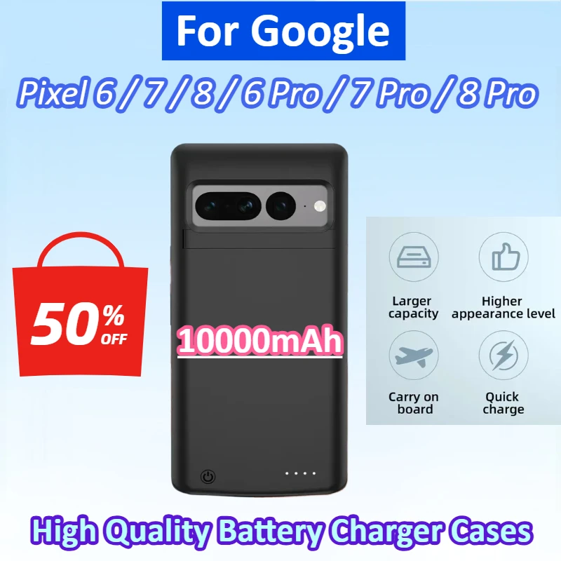

10000mAh Replacement Battery Charger Case for Google Pixel 6 Pixel 7 Pro Pixel 8 Pro Wireless Charging Cover Battery Power Bank