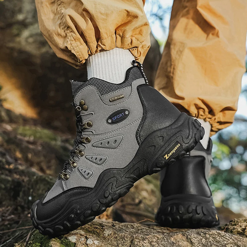 High Quality Men's Motorcycle Boots Comfortable Platform Ankle Boots For Men High Top Hiking Shoes Outdoor Non-slip Biker Boots