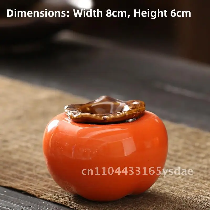 

Creative Ceramic Persimmon Flowerpot Handmade Orange Green Rose Plant Pot for Living Room Desktop Desk Decorations
