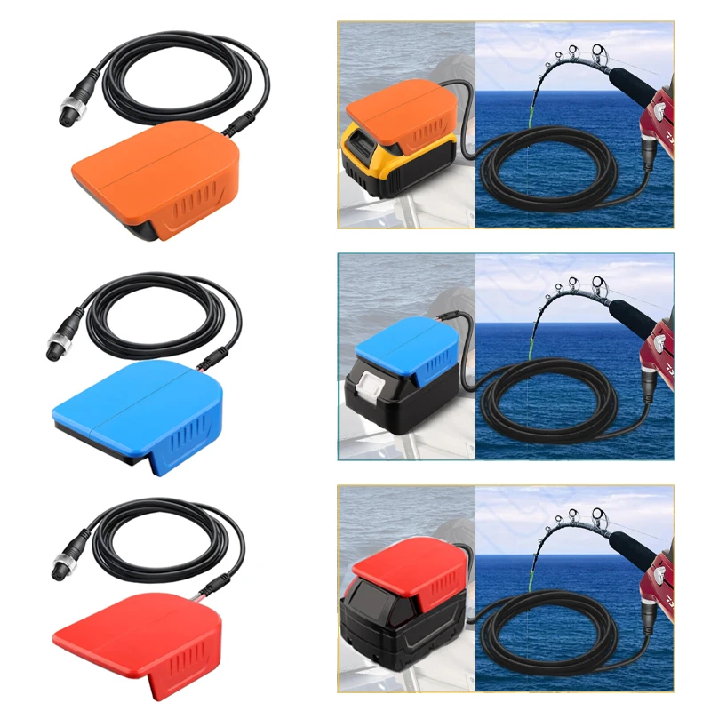 For Makita DeWalt Milwaukee 18V 20V Battery/Charger for Daiwa Seaborg Power Cable Connecting Fishing Reel Spool Battery Adapter