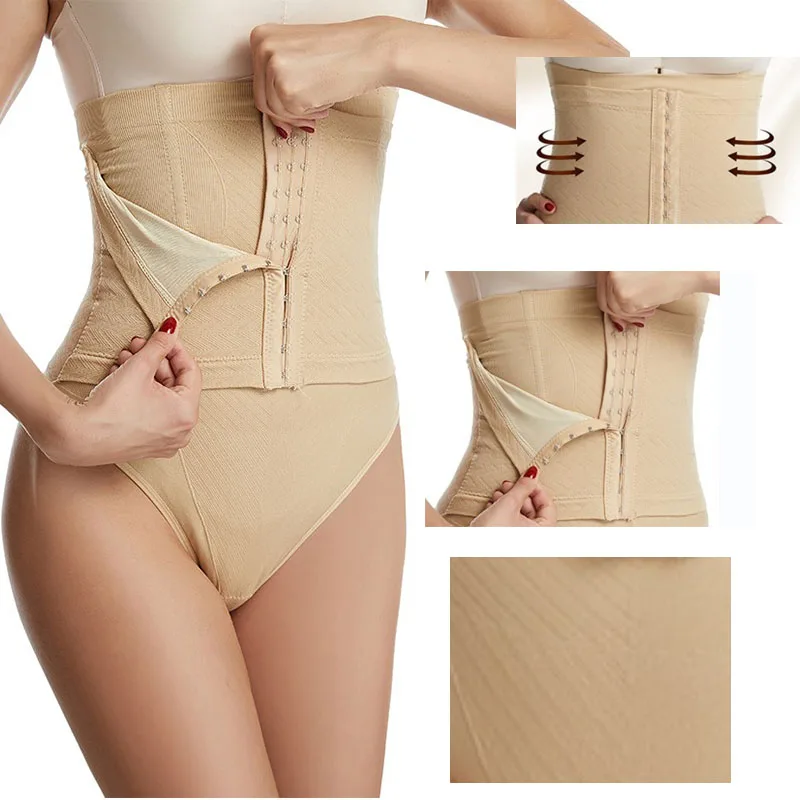 GUUDIA Thong Shapewear for Women Tummy Control High Waist Body Shaper Underwear Girdle Panty Seamless Shapewear 3 Rows Hooks