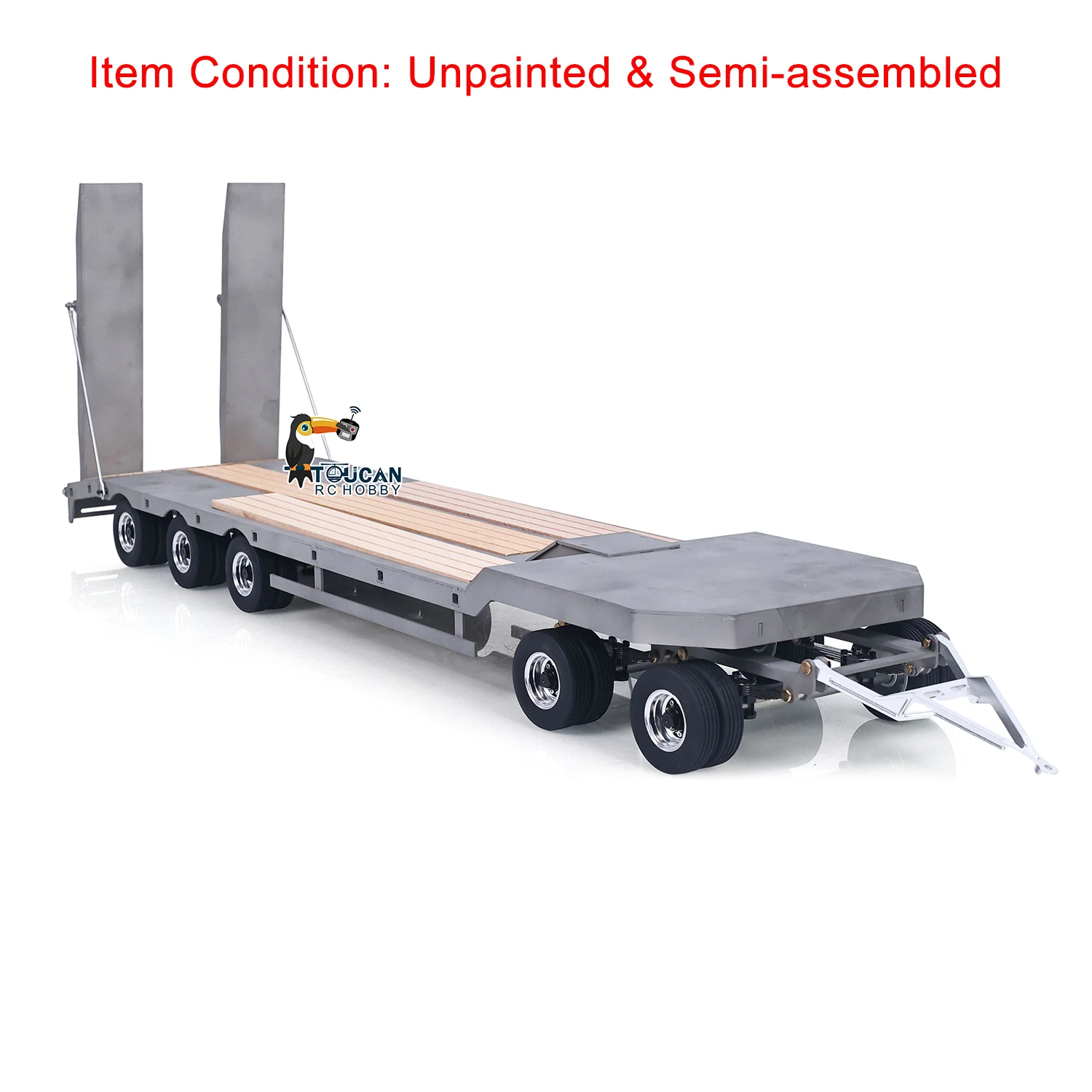 1/14 Metall-Full-RC-Anhänger mit Holzplatte für DIY LESU Tamiyay RC Traktor Ferngesteuerter Dumper Elektro-LKW Fahrzeugmodell