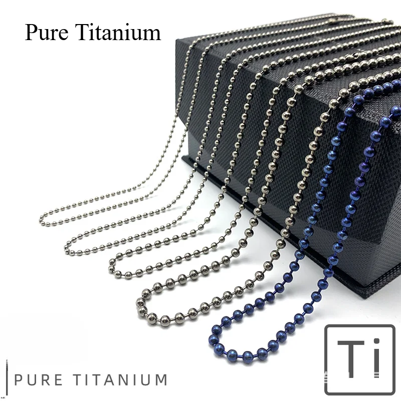 New Pure Titanium Bead Chain 2.0/2.4/3.0/4.0mm Bobble Chain Not Raw Embroidery Non-Corrosive Non-Allergic Men Women Necklaces