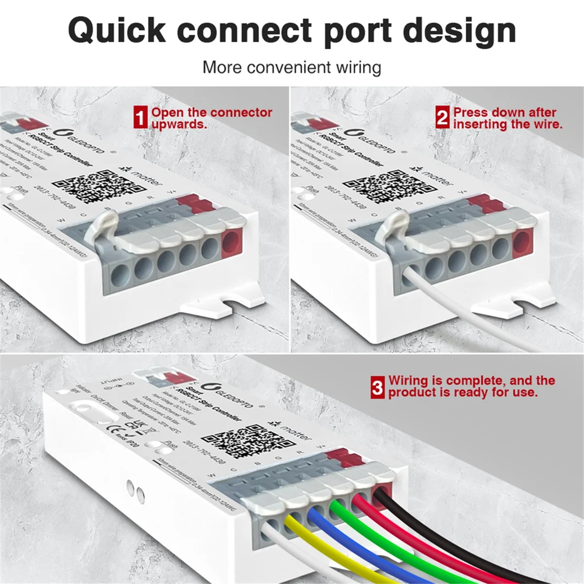 Controlador de tira de luz RGBCW con protocolo WiFi Matter, controlador LED WLED para