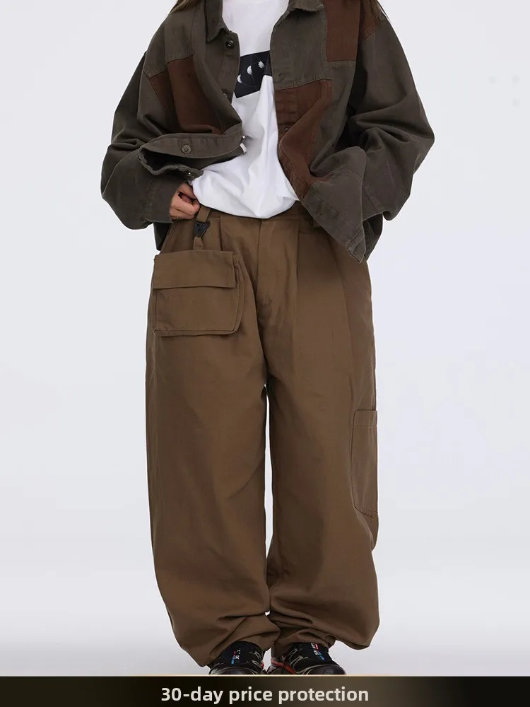 

NTED Осенние Новые Мужские Брюки в Американском Ретро-стиле, Однотонные, Средней Посадки, Широкие, Прямые, Свободные, Повседневные, Рабочие, Длинные