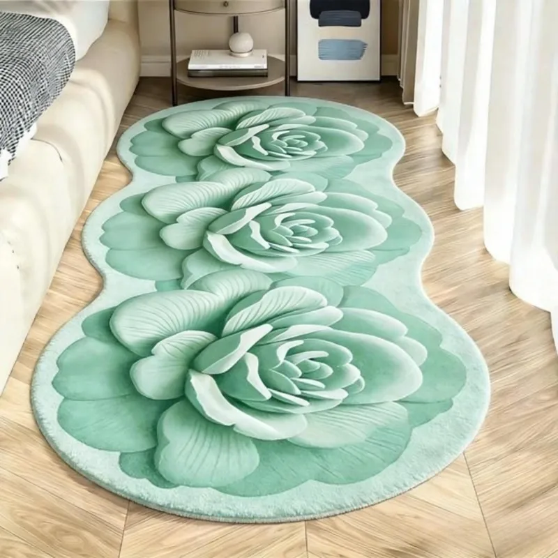 VIKAMA Irregular Rug Floral Soft Plush Non-slip for Living Room Bedroom Girl Decor