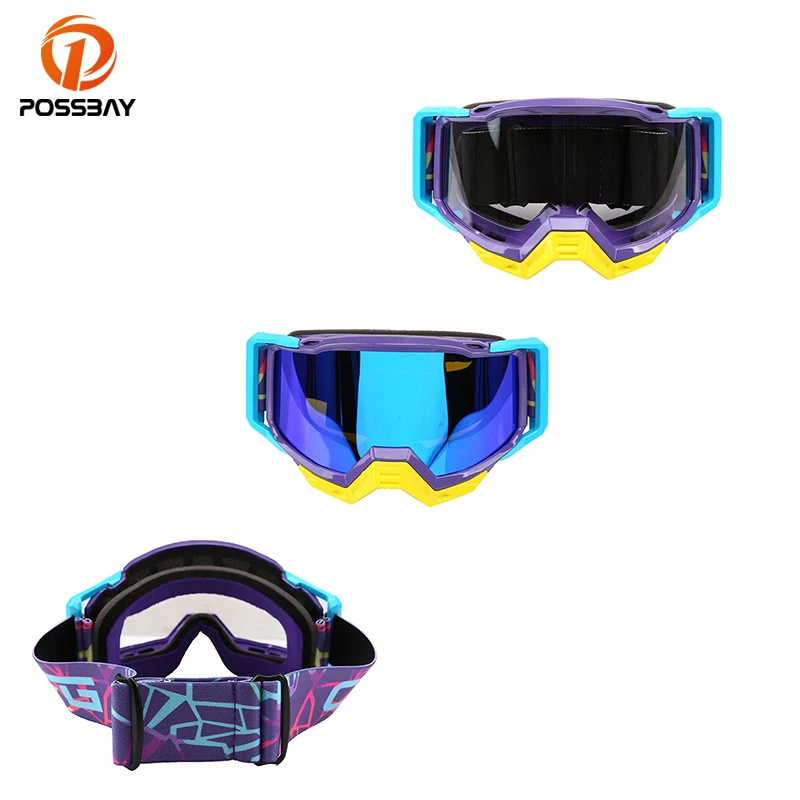 

Motorcycle Helmet Goggles Colorful Frame Adjustable Mask Windproof Dustproof Motocross Dirt Bike Cycling Protective Eye Glasses