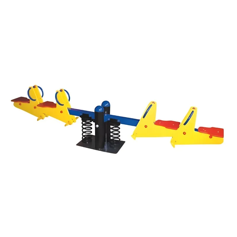 Galvanized steel seesaw Outdoor four-seat spring rider seesaw