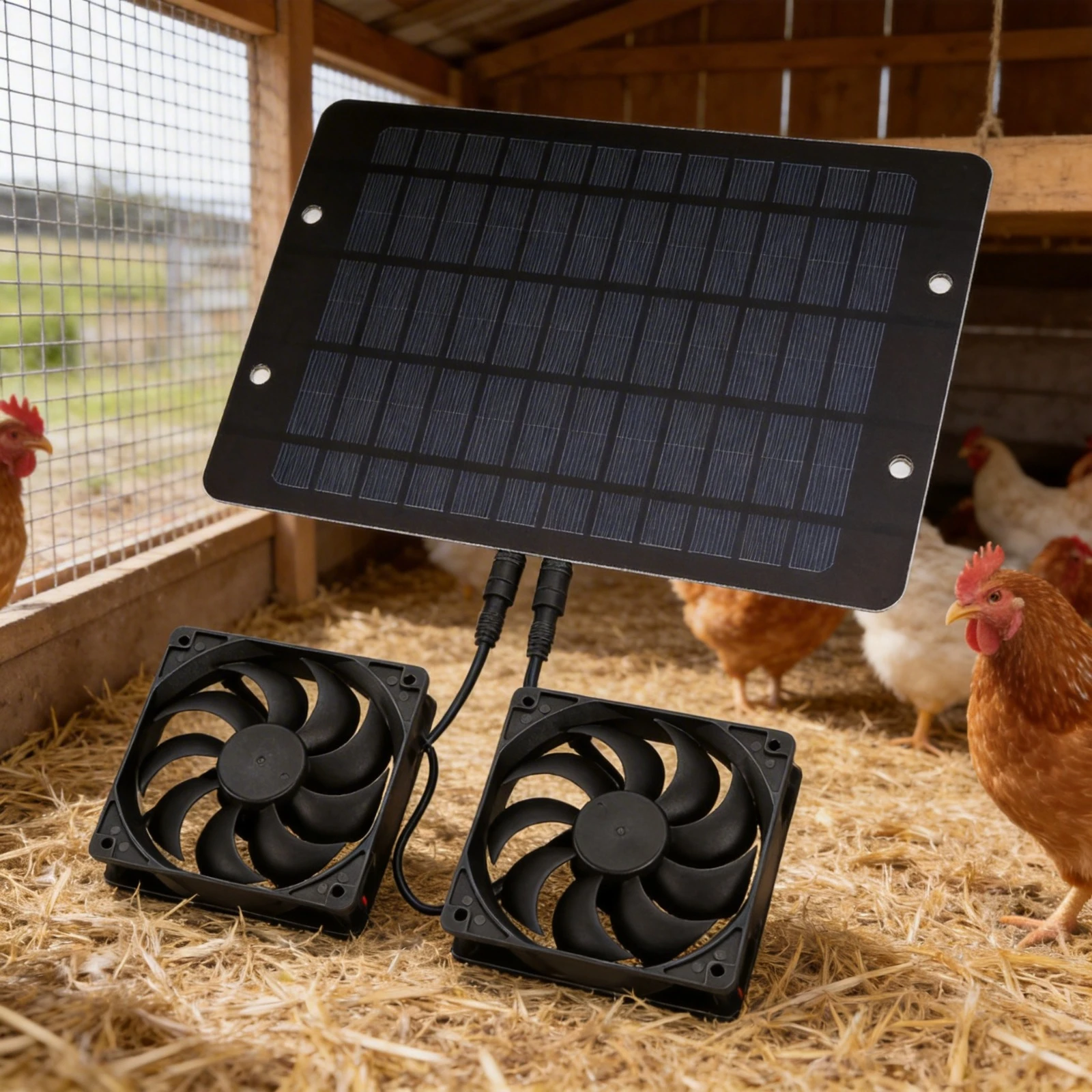 2026 New Solar Exhaust Fan Mini Ventilator Solar Panel Powered Fan Air Extractor for Dog Chicken House RV Greenhouse Fan