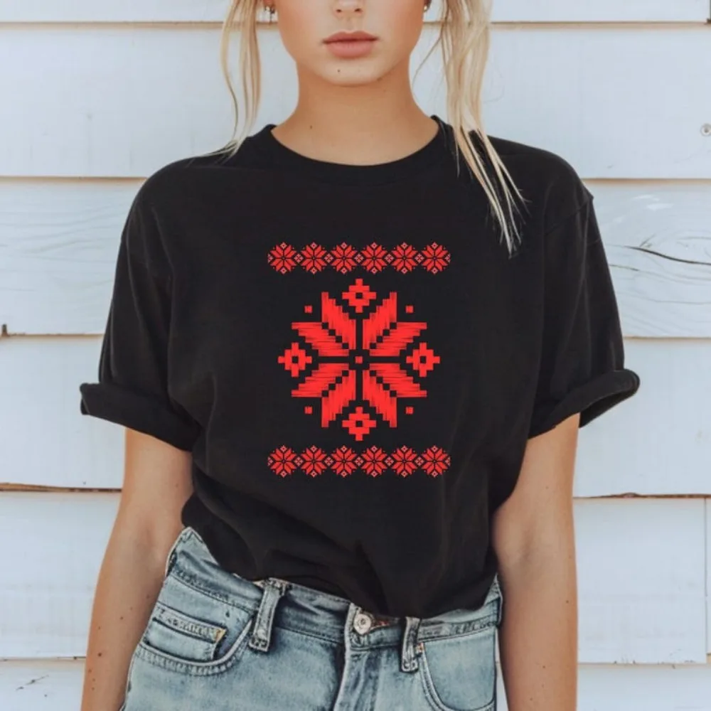 Vyshyvanka Shirt Ornament Print Shirt Ukraine Shirt Ukrainian T-shirt Gift for Women High Quality  Tops Creativity Style