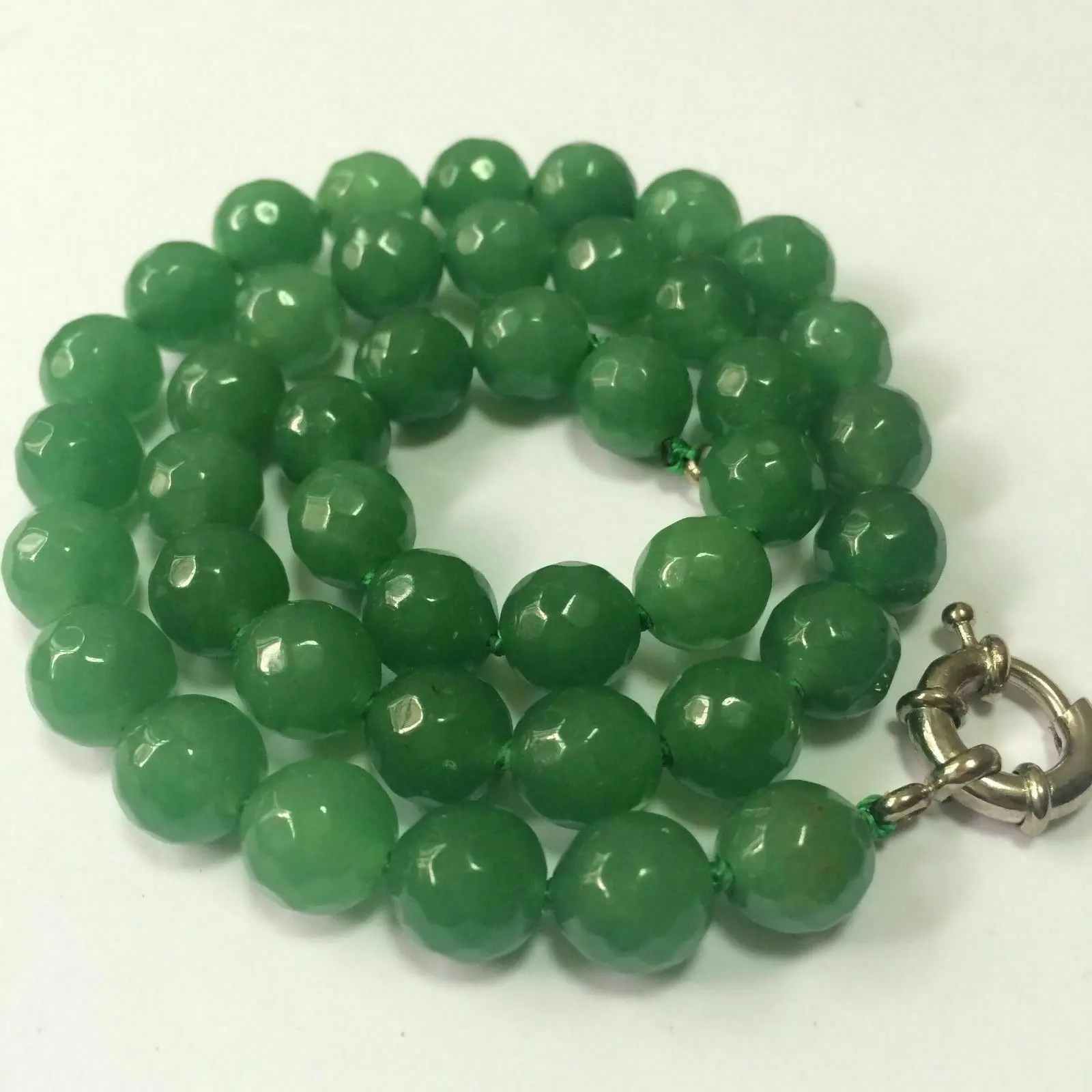 

Natural 10mm Faceted Green Emerald Round Beads Gemstone Necklace 18" AAA