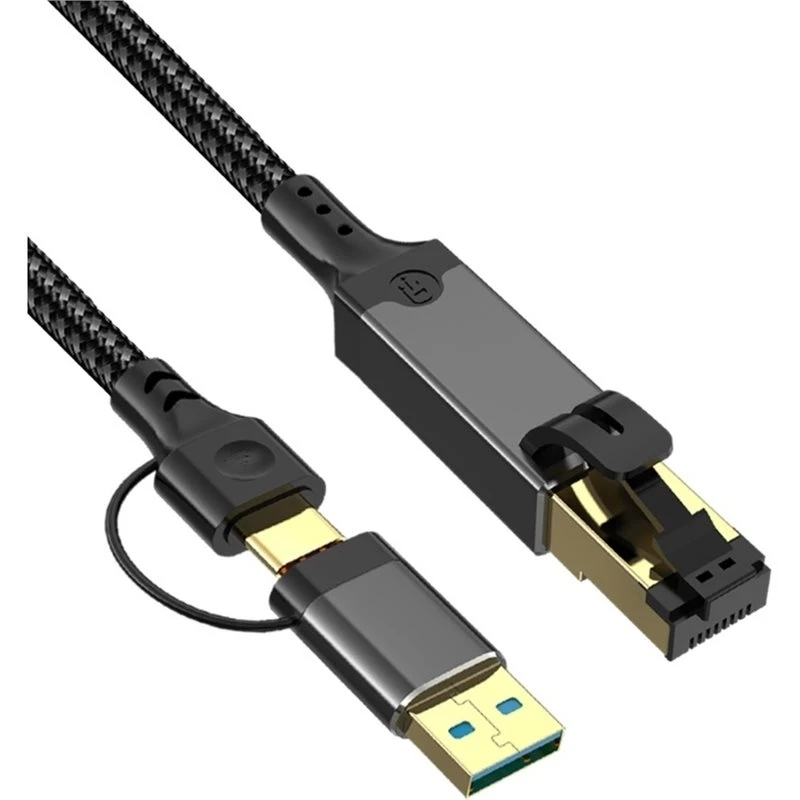 Stylish-10/100/1000Mbps USB C To Ethernet Cable CAT6 Cable, 1M