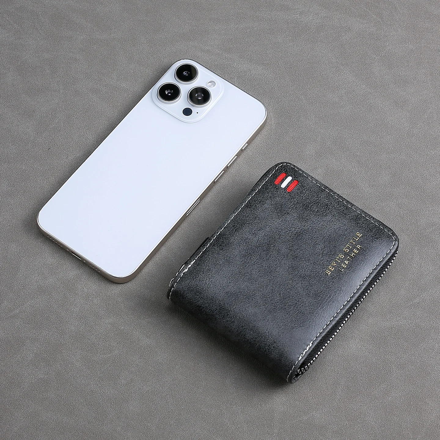 Men's Vintage Trifold Short Wallet - Zipper Coin Pocket with Casual Buckle Waist Chat Gift for Students & Dads Card Holder