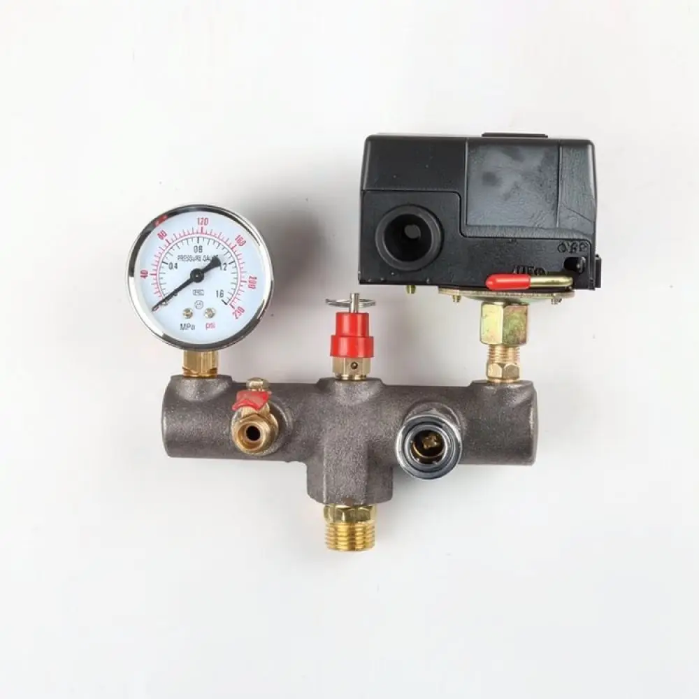 Air Compressor 6 Way Manifold Base Cast Iron Support For Pressure Switch Valve Pneumatic Tool Accessory Part