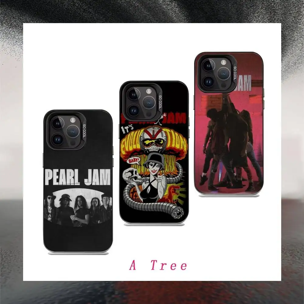 P-Pearl Band J-Jam Phone Case For IPhone 16 17 15 14 12 13 Pro Max Black Color Shockproof Cover