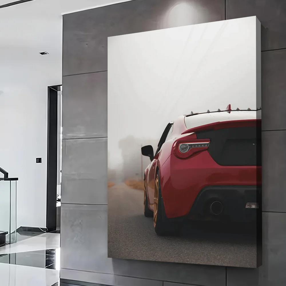 Red Sports Car Poster Customizable Printed Canvas Painting Wall Art Gift for Bathroom Decor Room Decorating Interior Decoration