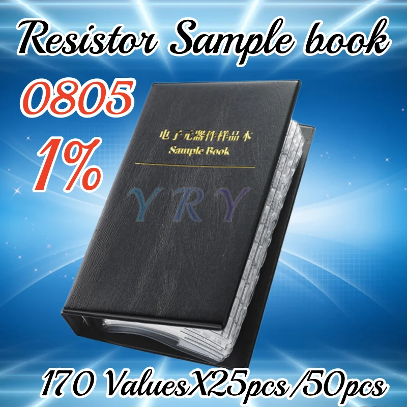 0805 SMD Chip Resistor Sample book Set Assortment 1% FR-07 SMT 170 ValuesX25pcs/50pcs 0R-10M Sample Album