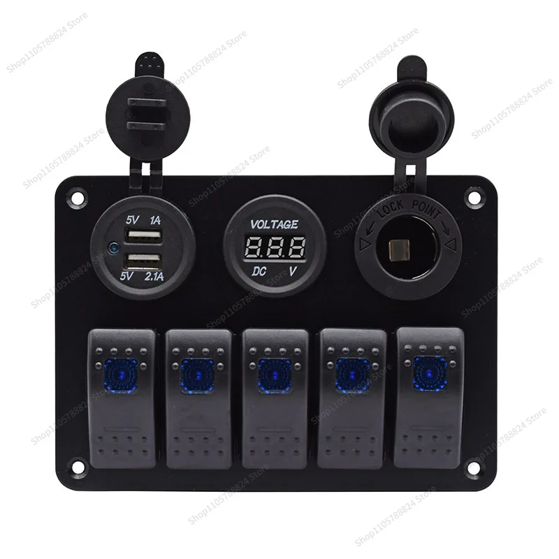 For Dual USB Slot Socket Diode Light Waterproof 2/4/5/6/7/8/10/12 Gang Aluminum Boat Ship Rocker Arm Switch Panel