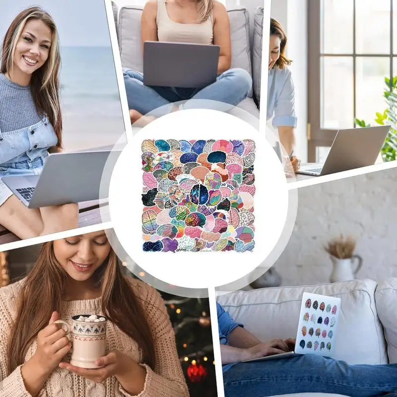 Brain Stickers 110Pcs Waterproof Creative Decals Aesthetic Stickers For Suitcase Water Bottle Refrigerator Computer Decoration
