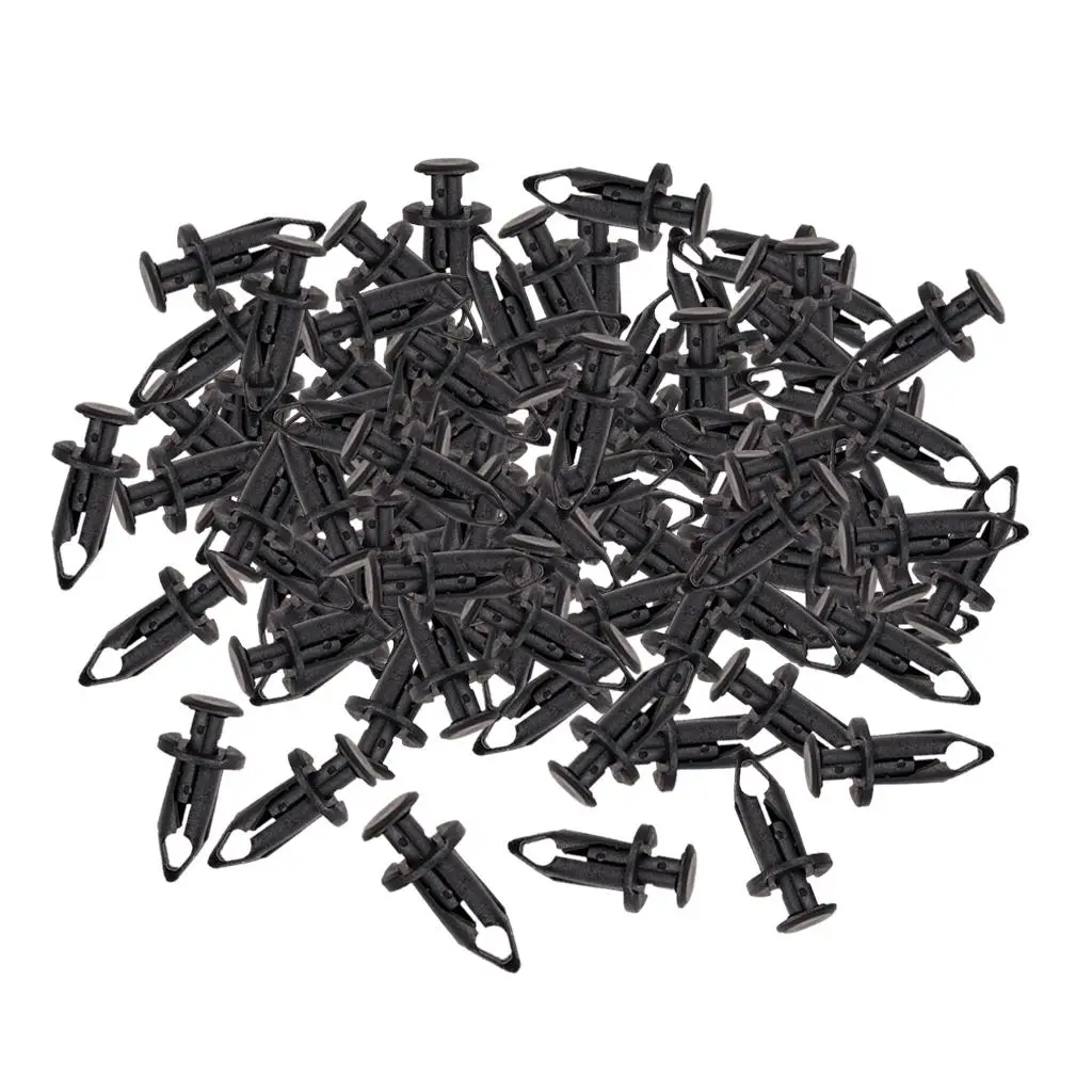 100pcs Universal Bumper Clips Screws Kit Push Pin Fastener Clips Black