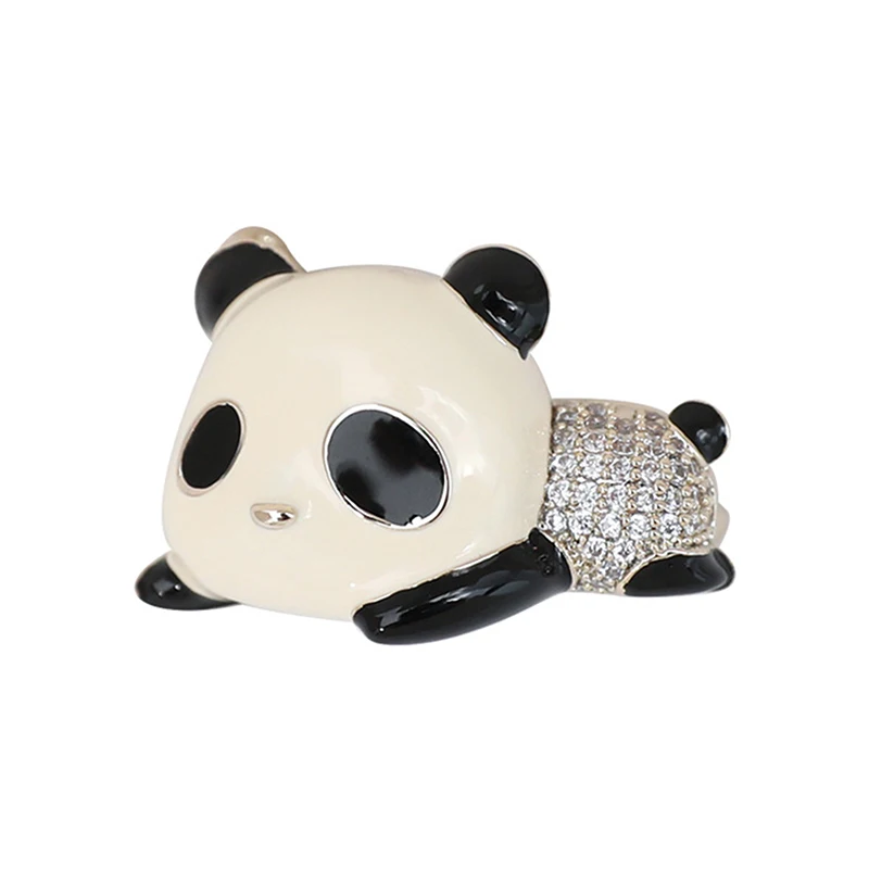 Lovely Versatile Panda Animal Brooch For Women Girls Fashion Enamel Rhinestone Badge Shirt Lapel Pin Clothing Decoration Gifts