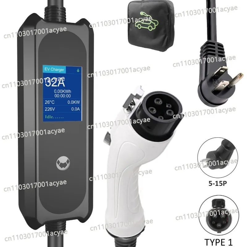 Household portable charging gun, new energy electric vehicle American standard, large screen display multi-speed adjustment