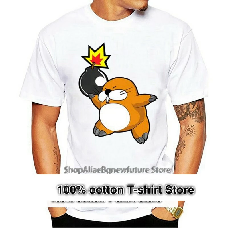 

100% Cotton O-neck Custom Printed Tshirt Men T shirt mega monty mole Women T-Shirt