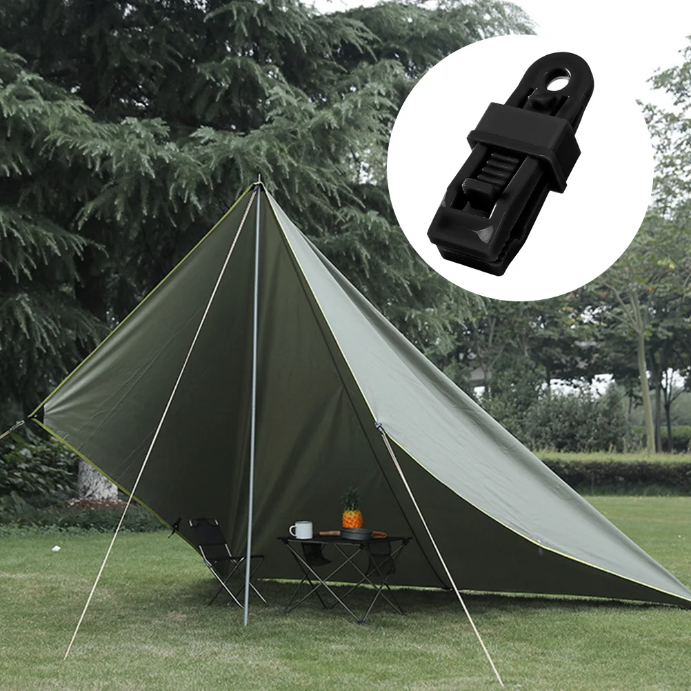 

10 Pcs Tent Clip Fixing Clamp Awning Wind Rope Clamps Accessories Black Tarp Clips Canopy