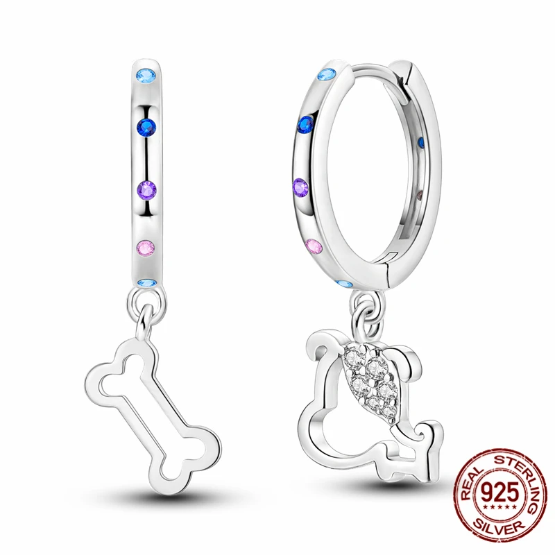 

NEW Original Design 925 Sterling Silver Fashion Puppy Bone Earrings Jewelry Women's Fashion Party Birthday Gift