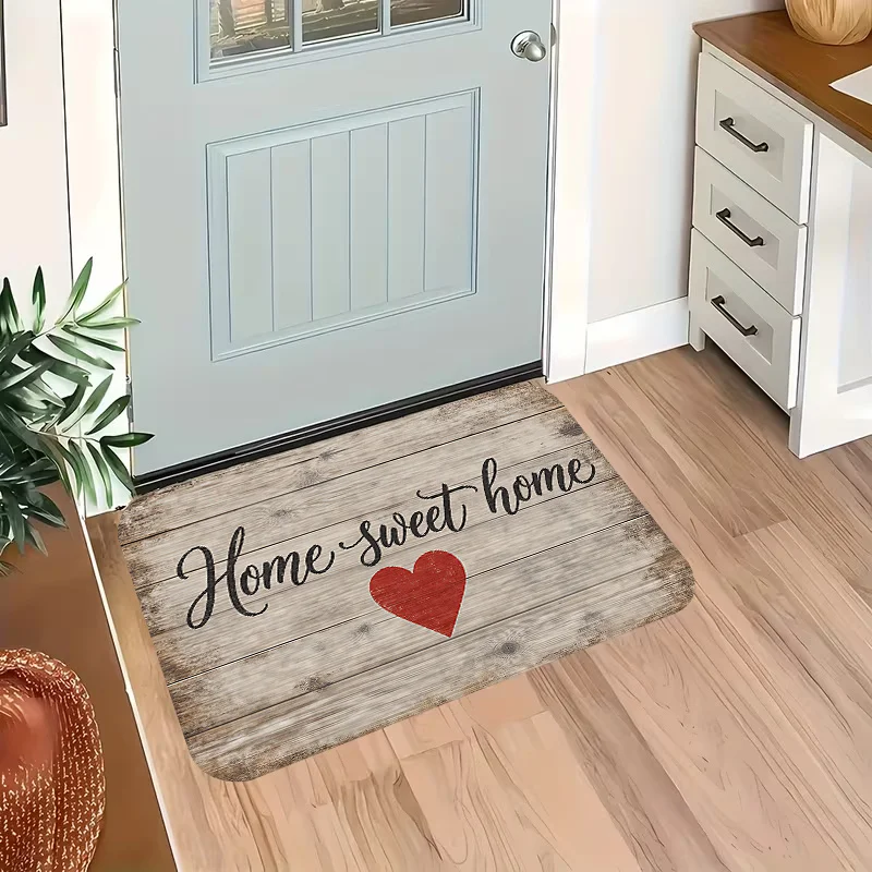 Olive Green Floral Border Welcome Home Non Slip Doormat Rustic Cottage Farm Front Entrance Rug Indoor Outdoor Home Floor Decor