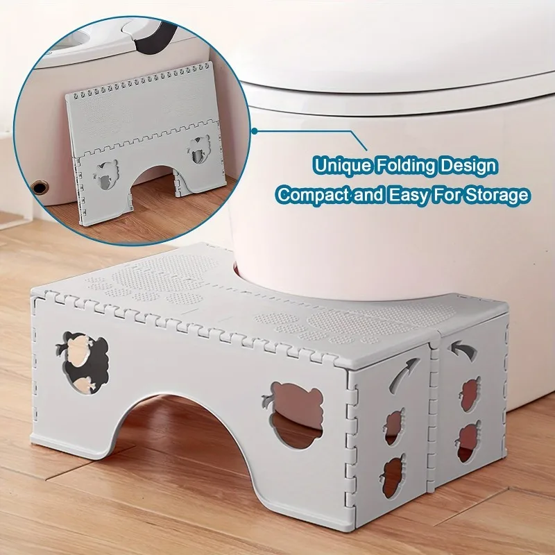 Durable Foldable Toilet Stool Thickened Non-Slip Children's Toilet Stool Space-Saving Anti Curling Leg Bathroom Foot Stool Elder image 2