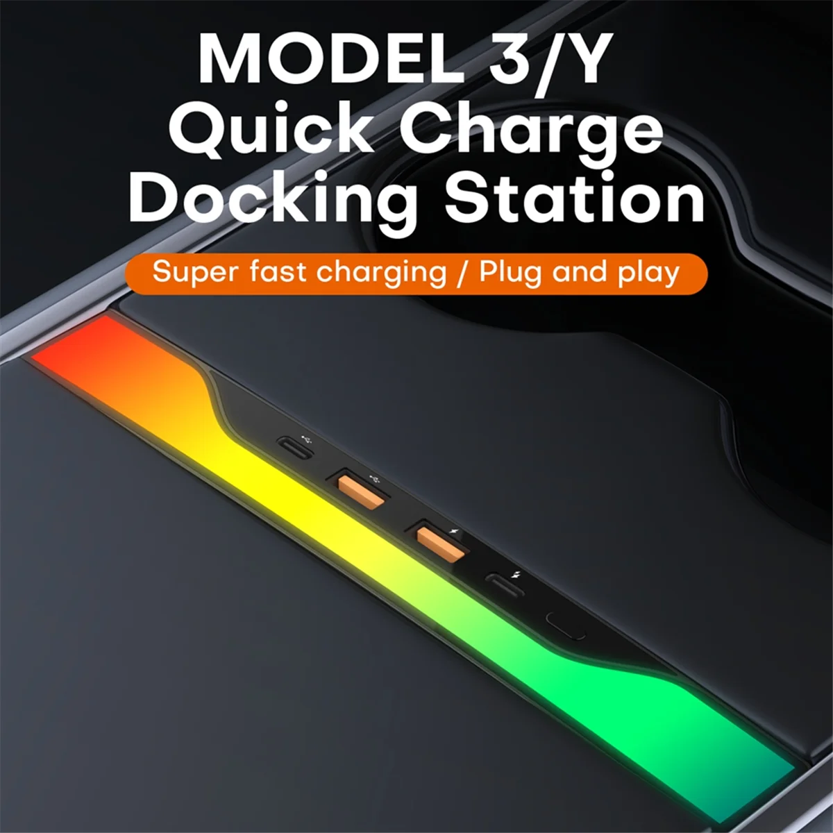 For Model Y Usb Hub 4-Port 27W Fast Charger Smart Docking Station Adapter Power Shunt Splitter Extension