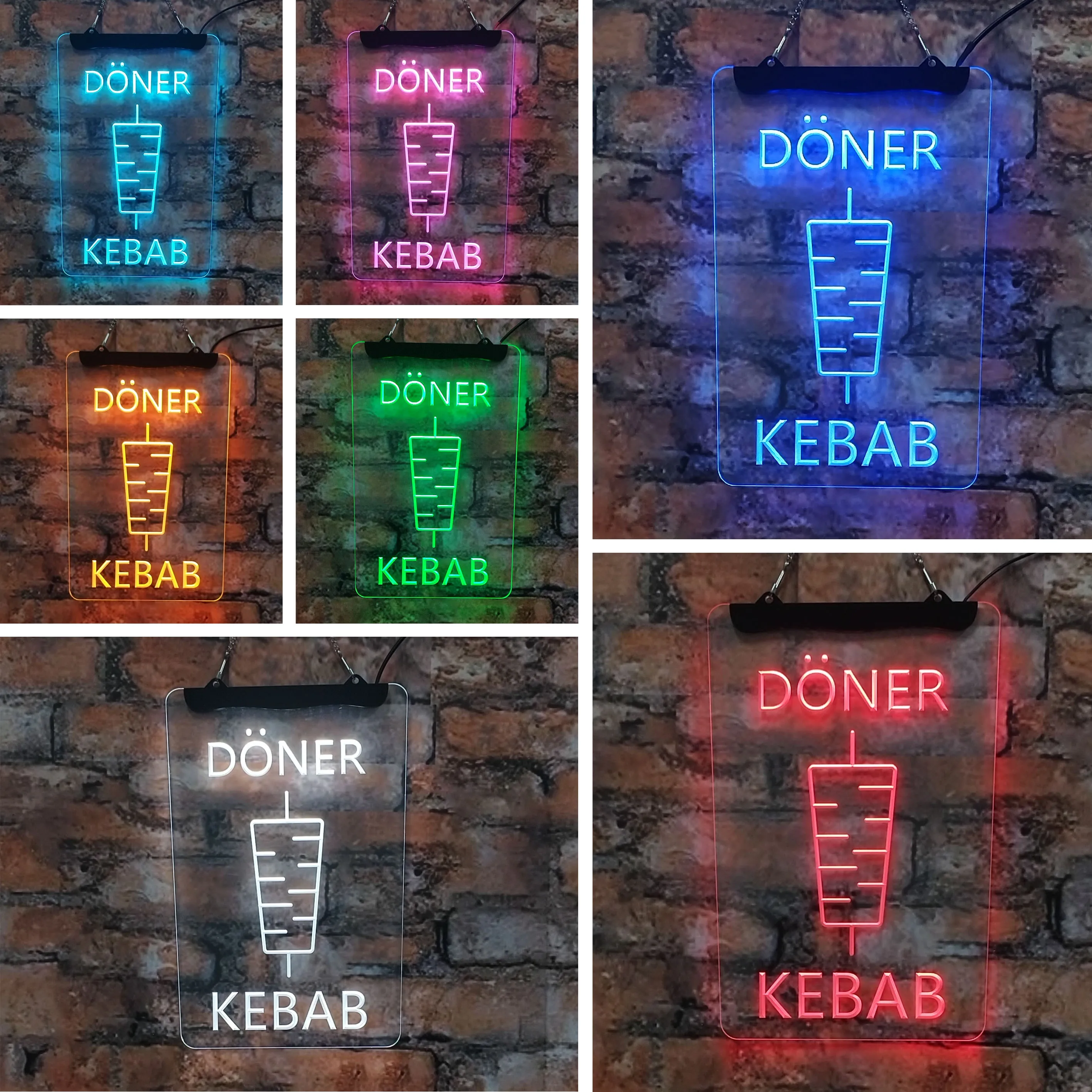 Dona Kebab Restaurant Cafe Neon Sign Acrylic Board Home Decoration Interior Wall Art Yellow 30*40 for Room Store Bar Party Gift