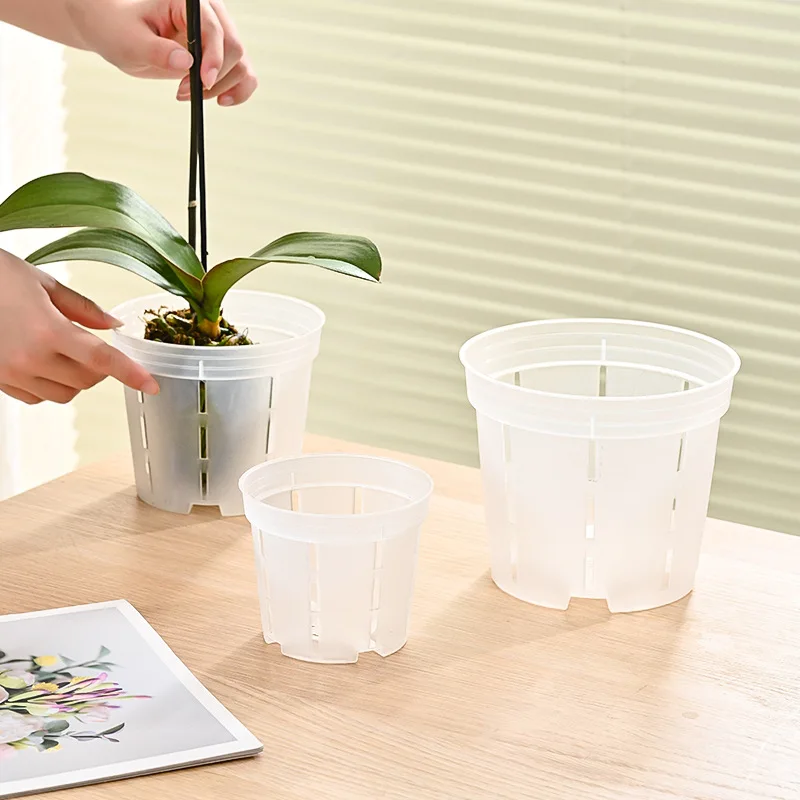 

5Pcs Clear Plastic Orchid Pots for Flower Breathable Basin Orchid Planters Root Control Orchid Transparent Desktop Pot