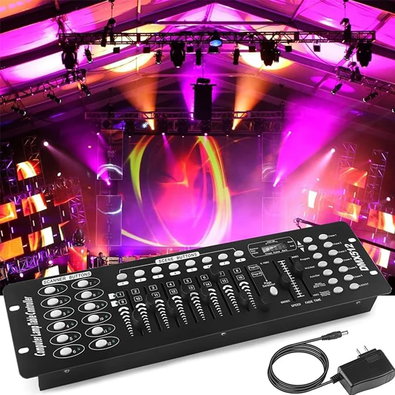 Yiflamefly AC 100-240V Black Grand Console DMX and MIDI Operator 192 Channel Light Controller for Live Concerts KTV DJs Clubs