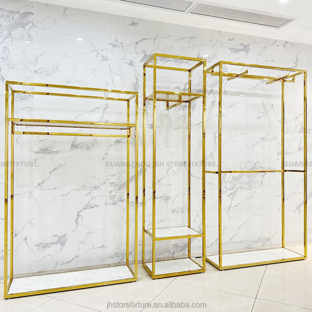 Custom.Stainless Steel Gold Clothing Store Retail Garment Kids Display Rack Shoes Display for Shop