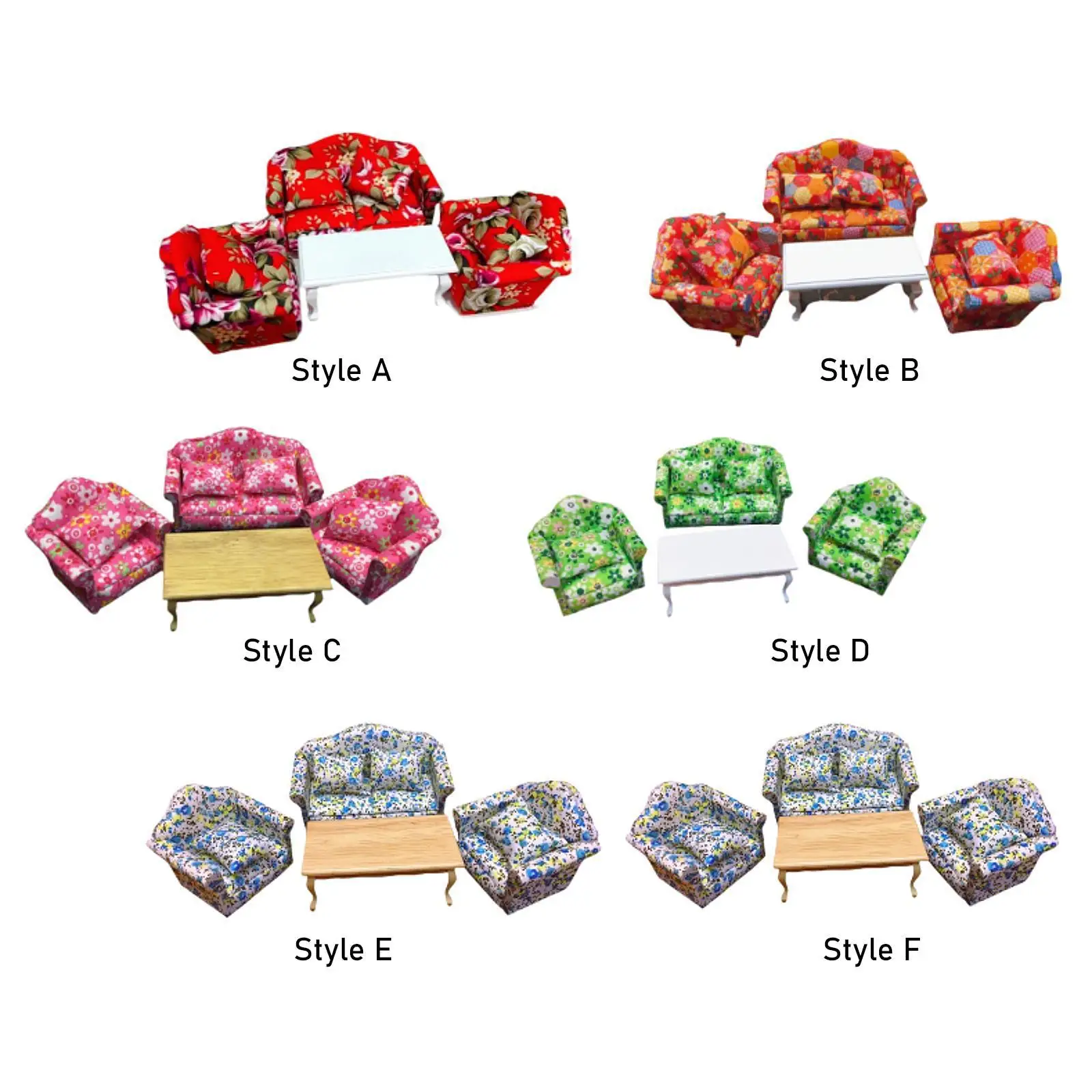 1:12 스케일 미니어처 인형의 집 거실 침실용 미니 소파