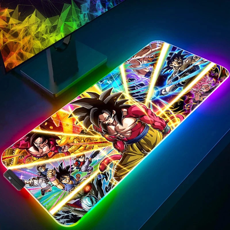 

Dragon Ball Gaming RGB Mousepad Backlight Computer Gamer Large LED Mouse pad Rubber with Locking Edge Gaming Anime Mouse Mat XXL