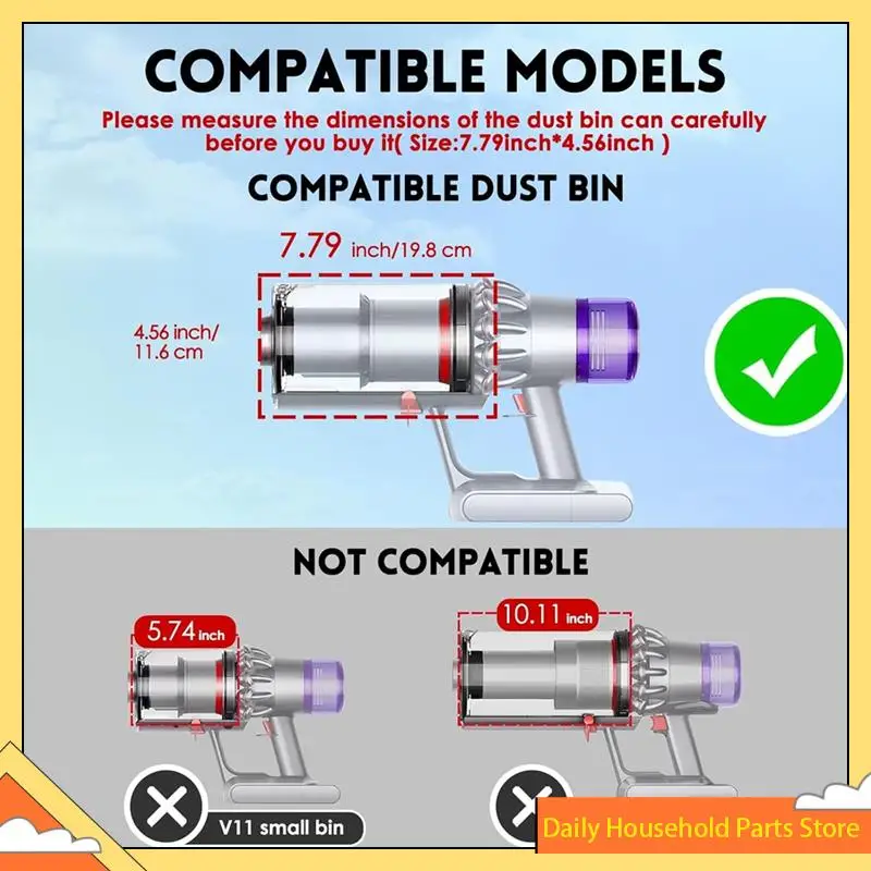 【Great Sale】Dust Bin Bucket For Dyson V11 V15 SV14 SV15 SV22 Vacuum Cleaner Replacement Parts Vacuum Dustbin Dust Cup Type B Int