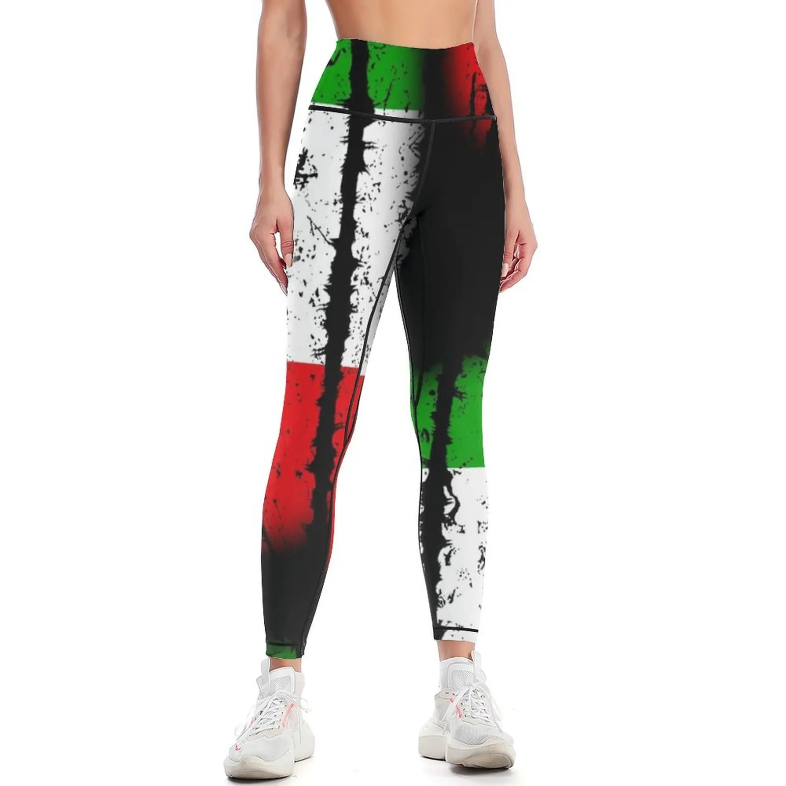 Italy - Italy - Shield-type flag Leggings trousers legging push up flared gym pants Womens Leggings