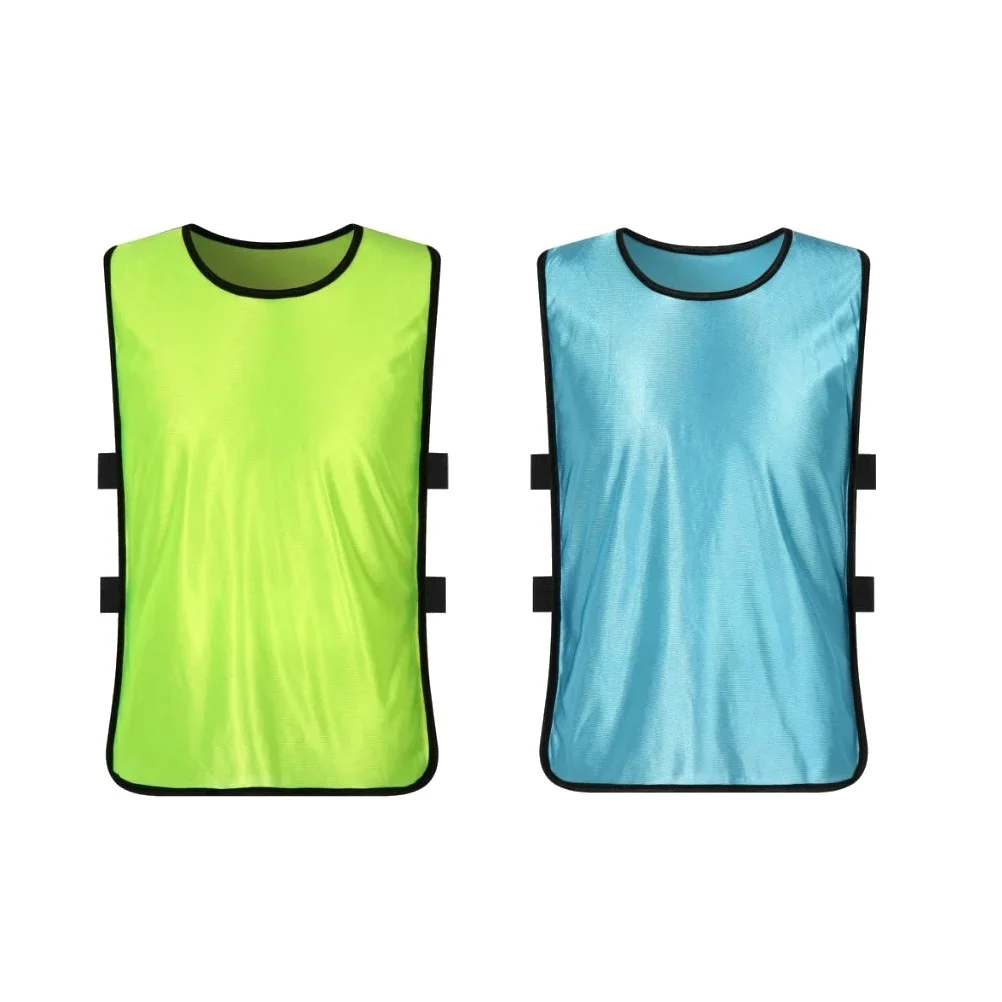 

12pcs Kids Training Vest Summer Lightweight Polyester Mesh Vest For Football Basketball Team Sports Fluorescent Green Light Blue