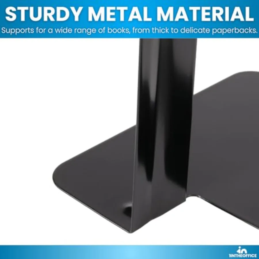 مساند كتب معدنية أنيقة للمكاتب المنزلية والمكاتب مقاس 5.25 × 4.75 × 5 بوصة مجموعة نهائية سوداء غير قابلة للانزلاق مكونة من 4 قطع مثالية لتنظيم Boo #5