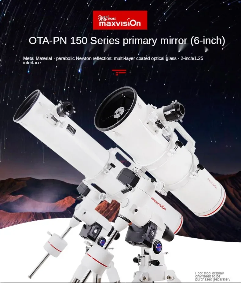 Maxvision 150/750 reflejo newtoniano parabólico telescopio astronómico profesional gran aumento observación de estrellas OTA
