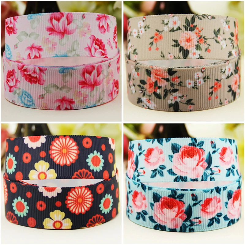 

22mm 25mm 38mm flowers Cartoon printed Grosgrain Ribbon DIY Hair Bows Merry Party Gift Decoration Material 10 Yards satin Ruban