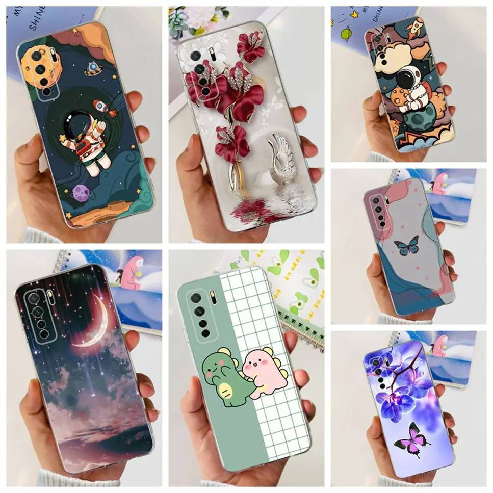 For Huawei nova 7 SE CDY-AN00Case Cute Astronaut Dinosaur TPU Soft Silicone Clear Cover For Huawei Nova 7SE 5G Phone Case Funda