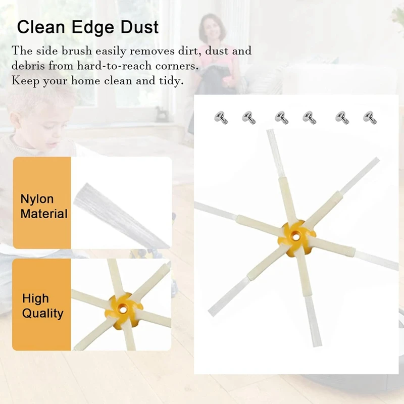 6 Corner Side Brushes For Irobot Roomba 600/700/500, Side Brushes Replacement Spare Parts