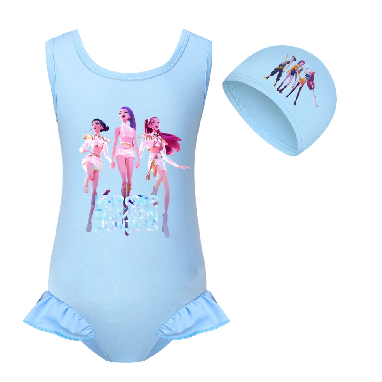 حار KPop شيطان الصيادين Huntrix ملابس الاطفال ملابس الفتيات الصيف قطعة واحدة ملابس السباحة الأطفال أكمام السباحة بيكيني مجموعات