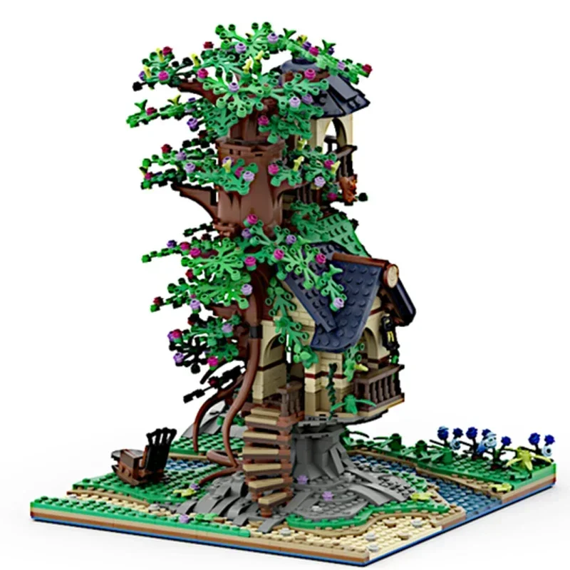 MOC-Tijolos de Construção de Little Tree House, Blocos Modulares, Modelo Street View, Brinquedos De Natal, Montagem DIY, Conjuntos De Presentes De Natal